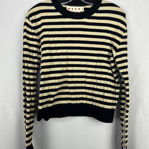 Marni Striped Sweater Crewneck Black/Beige Size 38 IT, 2 US